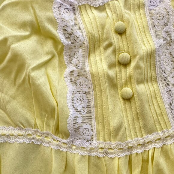 Vintage 60s Hostess Pajama Jumpsuit Bright Yellow Lace Trim Lounge Romper - Picture 5 of 7
